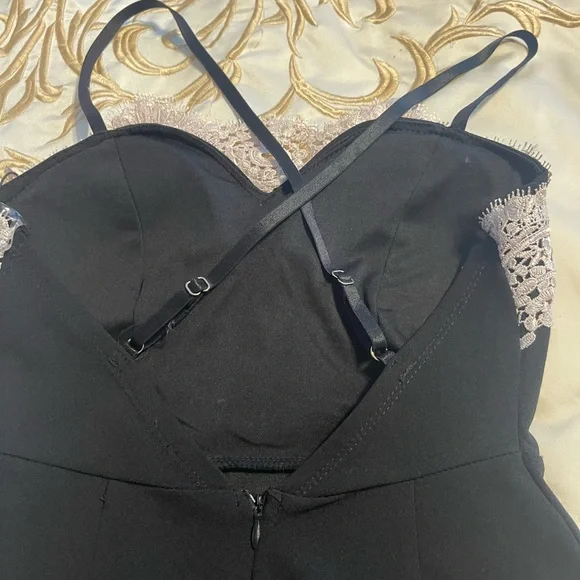 Haute Monde black cocktail dress w/ lace overlay S - Picture 10 of 14